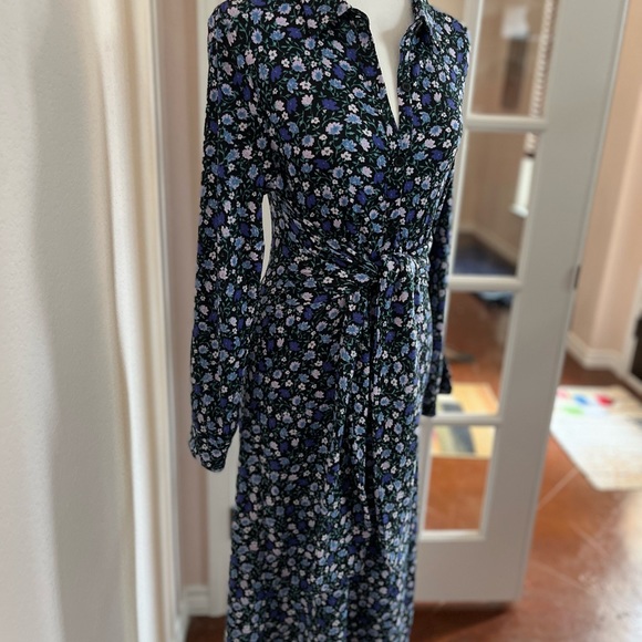 NWT River Island Navy/Multi Color Floral Midi Shirt Dress - Picture 2 of 15
